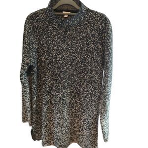 J.JILL PUREJILL MOCK NECK TUNIC SWEATER OMBRE DARK GRAY WHITE SIZE MEDIUM